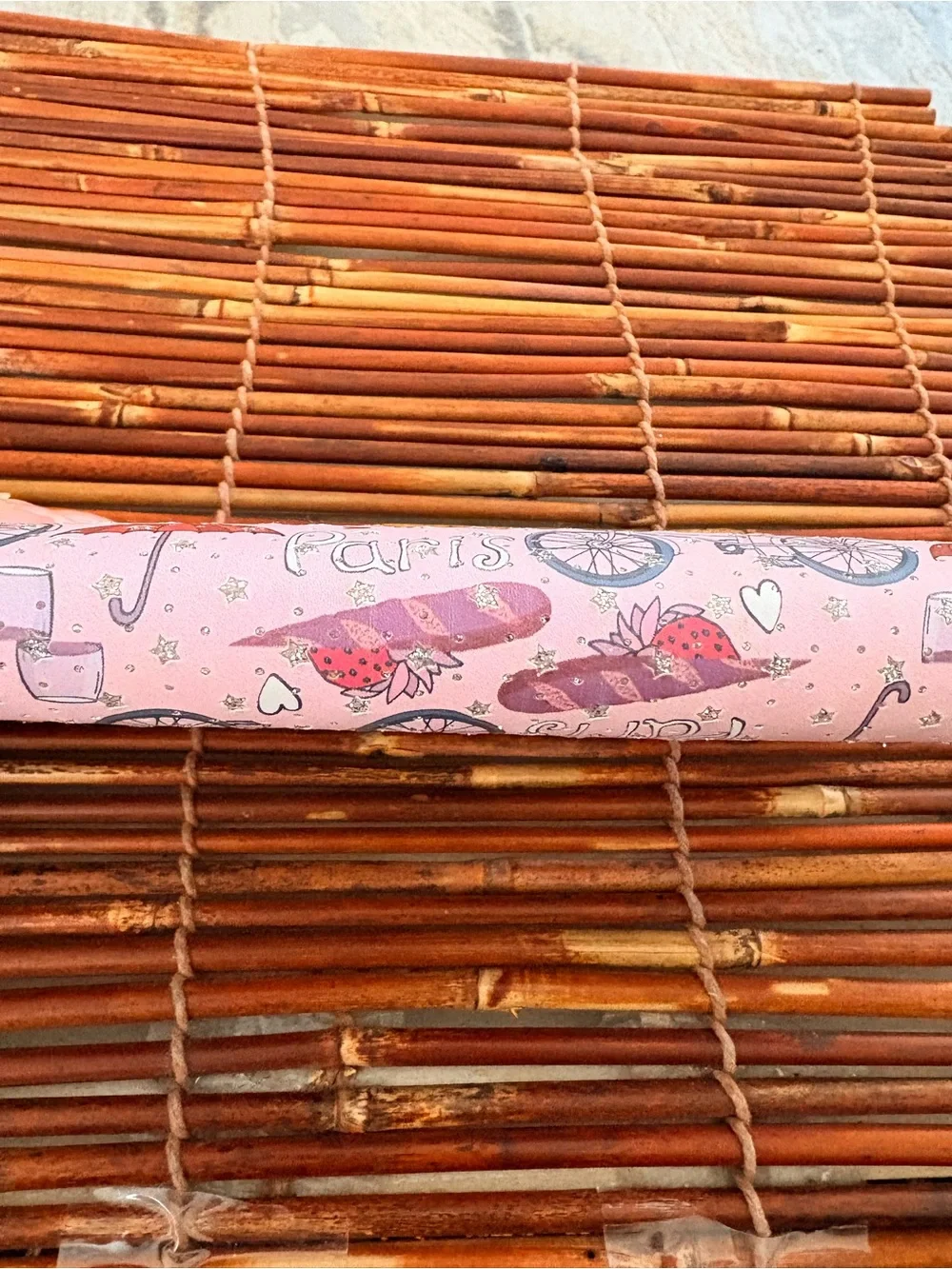 Girls' Paris-Themed Pink Wallet with Bicycle & Croissant Print NWOT